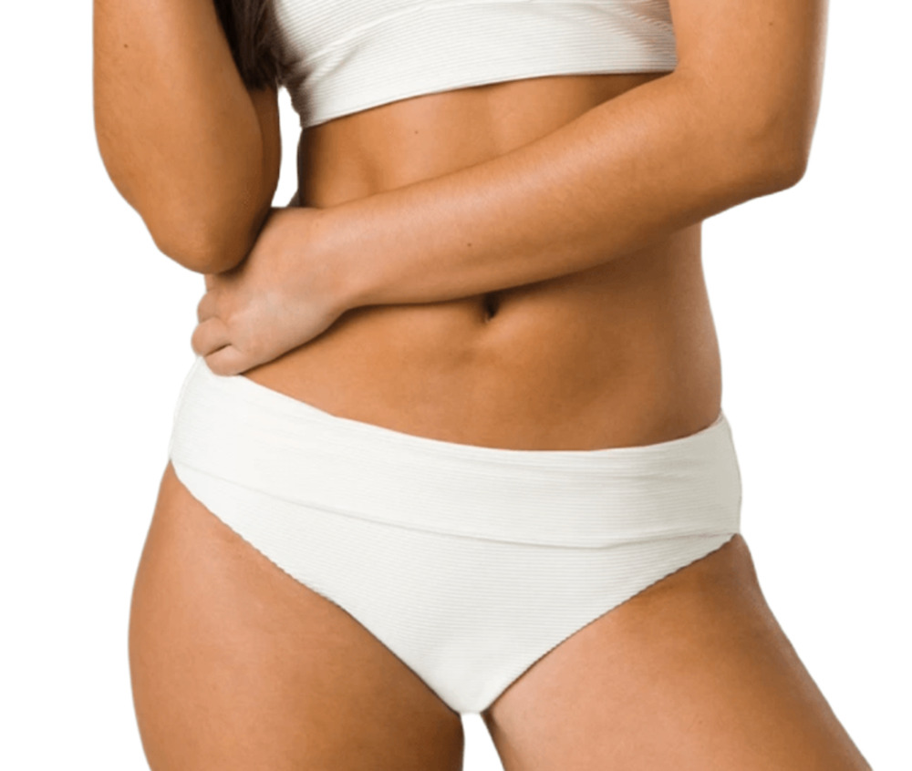 PRANA Women's Marta Bikini Bottom XS White Horchata Ottoman Ribbed Banded NWT